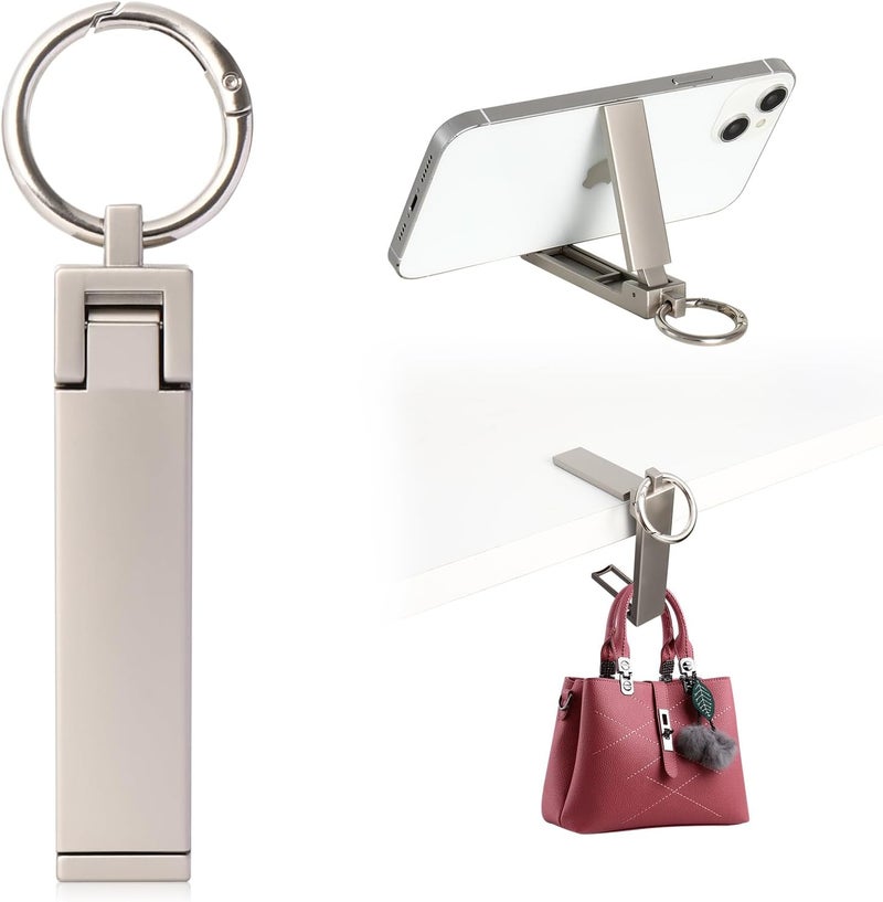 BULFULL Purse Hook for Table Desk Folding Handbag Holder Mobile Phone Stand Holder for Women Men (New Upgrade-Platinum) - Image 1